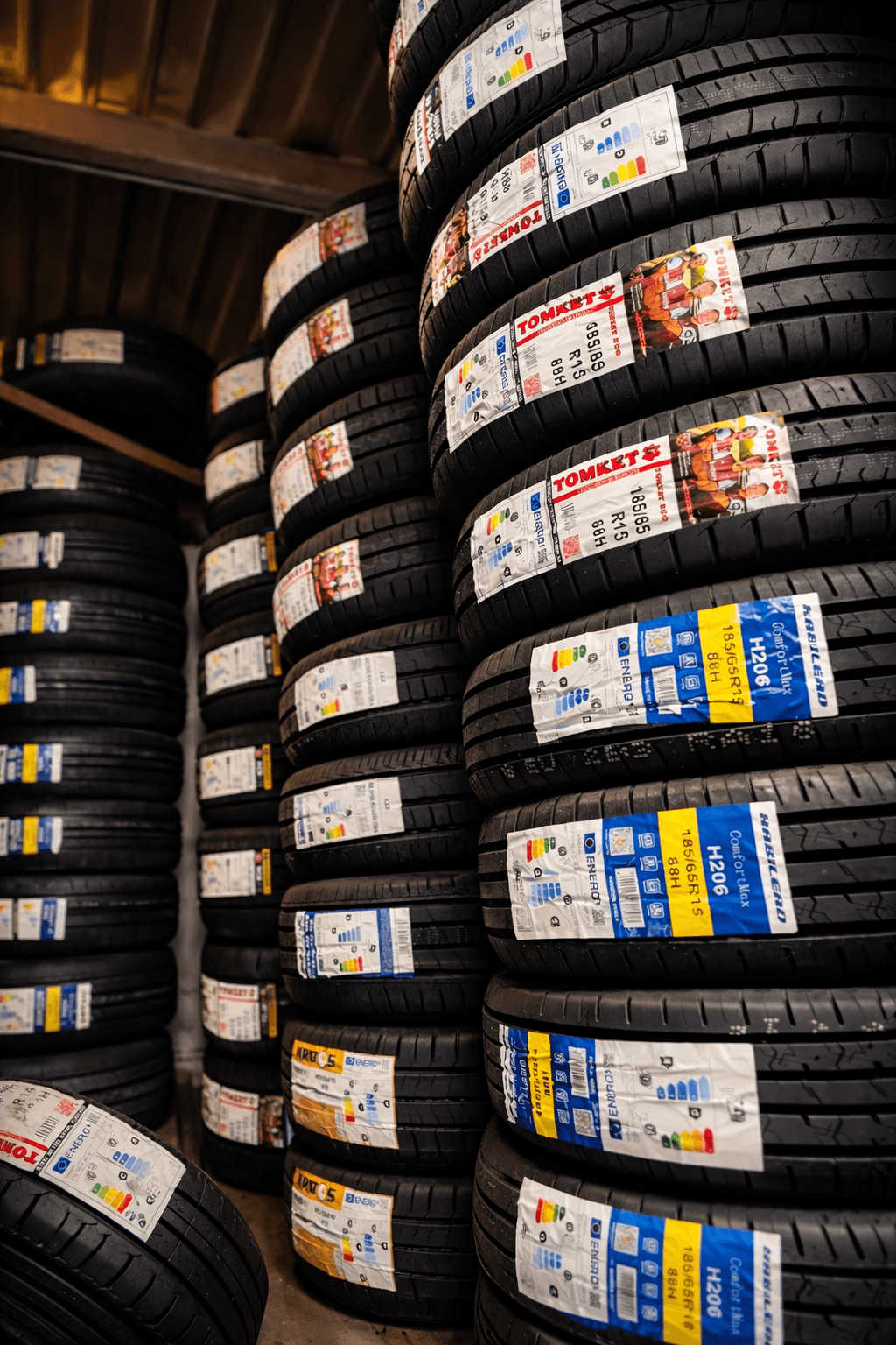 Tyre technician fitting a new tyre on a customer vehicle at their driveway